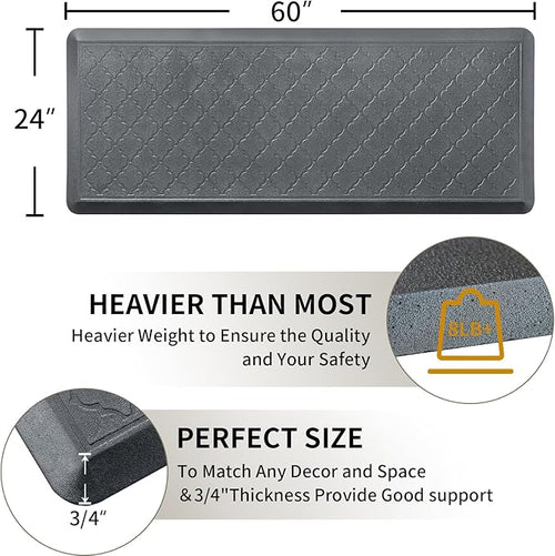 24 x 60 Inch Extra Support Anti Fatigue Comfort Kitchen Mat, Waterproof Long Kitchen Runner, Non-Slip Standing Desk Mat, Commercial Pads for Offices, Home, Garages (Barcelona Grey, 24'' x 60'')