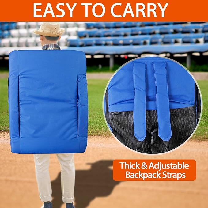 Smartxchoices 20.5"/24.5" Wide Stadium Seat Chair Bleacher Seats Padded with Back Support, Cushion, Arms, Pockets, Anchor Straps, Portable Folding Seat with Shoulder Straps
