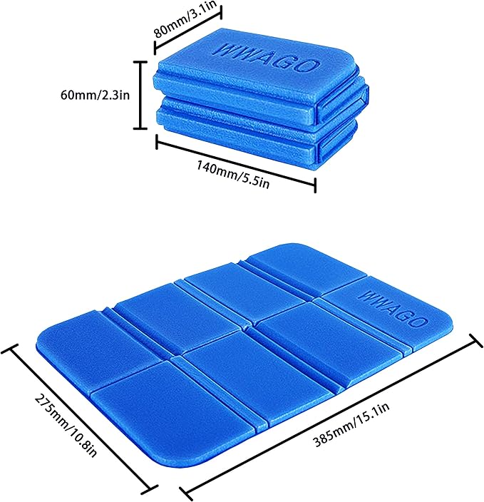 inheming 2PCS Camping Cushion Seat, Foldable Ultralight Foam Sitting Pads, Save Your Backpack Space and Reduce Weight