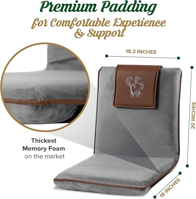 Japanese Meditation Floor Chair with Back Support for Adults - Premium Meditation Chair with Adjustable & Foldable Back for Seating, Yoga & Gaming — Folding Backjack Chairs with Backrest for Adults