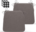 D-Shaped Indoor Chair Cushions 17" x 16" for Kitchen & Dining Chairs – 2'' Thick Seat Pads with Ties & Non-Slip Backing, High-Density Foam, Machine-Washable Covers, Set of 2 with Chair Leg Pads, Gray