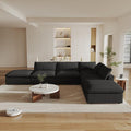 160" Cloud Couch Modular Sectional Sofa for Living Room,L Shaped Sofas with Storage Ottoman,Down Filled Convertible 6 Seater, Covers Washable&Replaceable (Black)