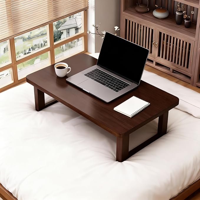 Japanese Folding Floor Table Foldable Coffee Tables Wood Low Tables Versatile for Sitting Dining Table Tea Tatami Desk No Assembly Unique (39.4 * 19.7 * 11.8 inch)
