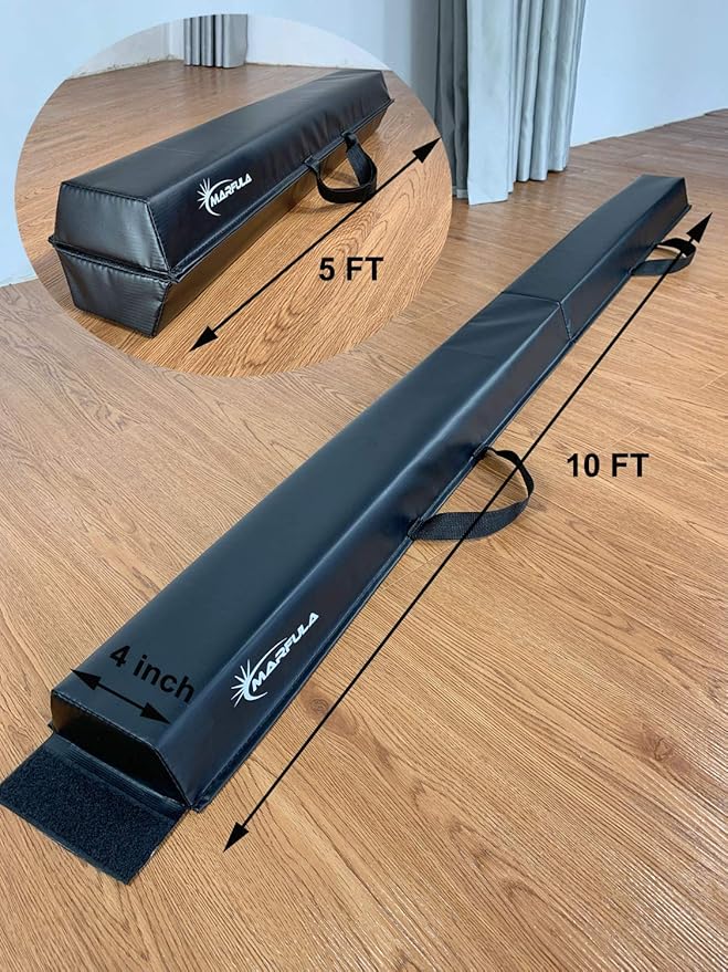 MARFULA Balance Beam - Folding Floor Gymnastics Equipment for Kids, Non Slip Base - 6 FT to 10 FT for Home Gym Use
