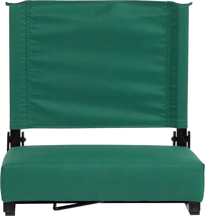 Flash Furniture Grandstand Portable Stadium Seats for Bleachers or Benches, Folding Padded Stadium Chairs with Handle, Pack of 2, 500 lb. Weight Capacity, Hunter Green