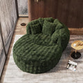 Oversized Chaise Lounge Chair Indoor with Ottoman 55" W x 75" L Round Reading Chair Plush Faux Fur Corduroy Cloud Circle Boneless Chair with 5 Pillows for Living Room - Green