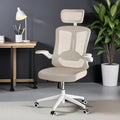 Ergonomic Office Chair - 400LB Comfy Desk Chairs with Adjustable Headrest and Lumbar Back Support, Mesh Computer Chairs with Wheels and Arms for Home Office, Study (Khaki-with Headrest)