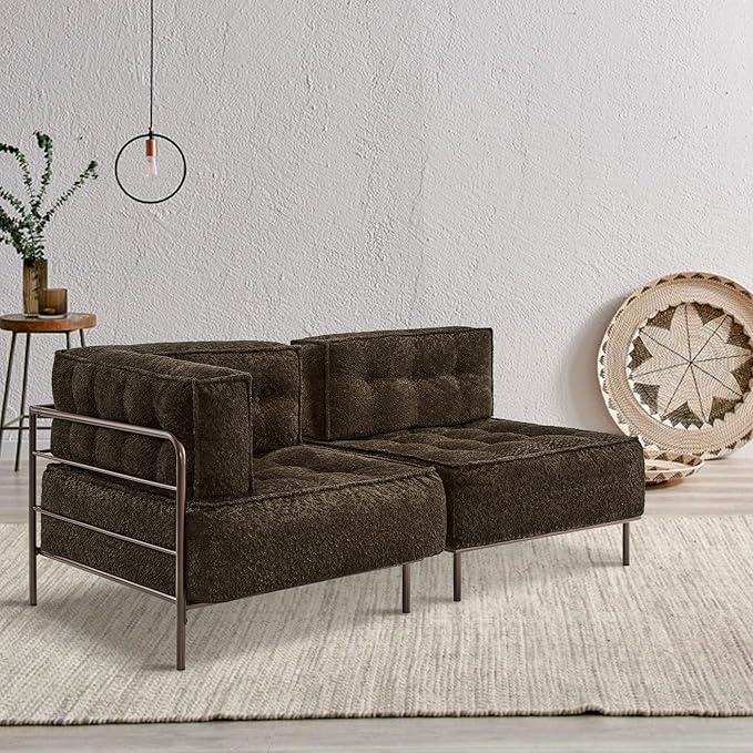 MCombo Modular Sofa Couch with Removable Cushion, Accent Sofa Chair, Upholstered Sofa for Living Room, Apartment, Office (Chocolate, Middle Seat)
