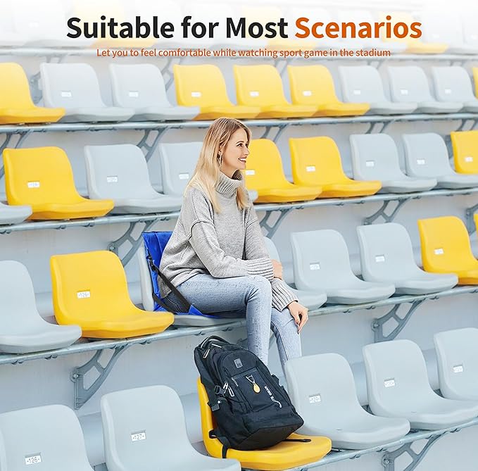 CAMPHILL 2PCS Portable Stadium Seat Cushion for Bleachers,Folding Lightweight Seat with Backrest,Adjustable Straps,Ideal for Camping,Hiking,Sports Events,Outdoor Concerts