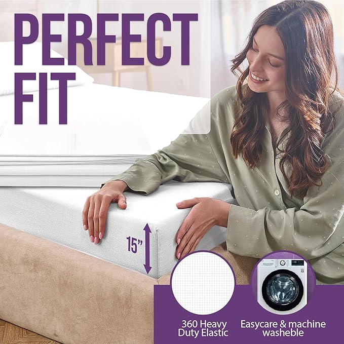 ECOHEAL Grounding Sheet Set - King Size, White Fitted & Flat Sheets with Pillowcases - 12% Silver Fiber, 4% Silk, 84% Cotton - SGS Quality Certified Conductive Bed Grounding Kit for Better Sleep