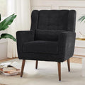 CHSICFOR Modern Accent Chair, Upholstered Arm Chair with Waist Pillow, Single Sofa Chair for Living Room Bedroom Small Spaces (Black)