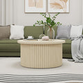 31.54" Round Coffee Table,Modern Drum Side Accent End Table for Living Room,Apartment,Natural