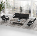 Kinfant Waiting Room Chair- Office Reception Furniture with Armrest and PU Leather Cushion, Office Guest Chair for Waiting Room Airport Hospital Bank Lobby, Black (1 Seat+2 Seat+3 Seat)