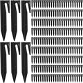 PercyEffie 500 Pcs Plastic Lawn Stakes Wire Stake Pegs Wire Stakes Landscape Pegs for Robotic Mowers Invisible Pet Fences Garden Camping Compatible Black plow Stake