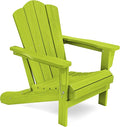 KINGYES Folding Adirondack Chair, HDPE All-Weather Patio Chairs, Wooden Textured Lawn Chair for Poolside, Backyard, Deck, Fire Pit, Apple