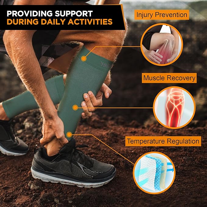 Doc Miller Compression Calf Sleeve for Men & Women – 20-30mmHg Graduated Support for Running, Shin Splints, Calf Strain – Knee High, Small to 6XL Plus Size