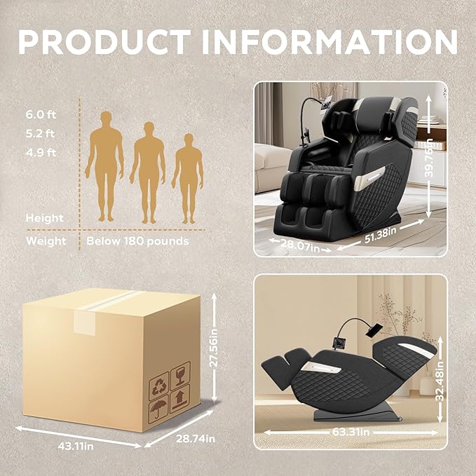 2026 Massage Chair for Full Body 4D Zero Gravity, with Heat Therapy, SL-Track Shiatsu Foot Rollers, Yoga Stretch, Heating Function, for Home Office Use,Black (Model 2)
