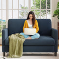 Loveseat Sofa, 51" Love Seat, Comfy Teddy Small Loveseat for Small Spaces, Tool-Free Setup Sofa Couch for Bedroom, All-Wood Couches for Living Room, No Pillow Included, Slate Blue