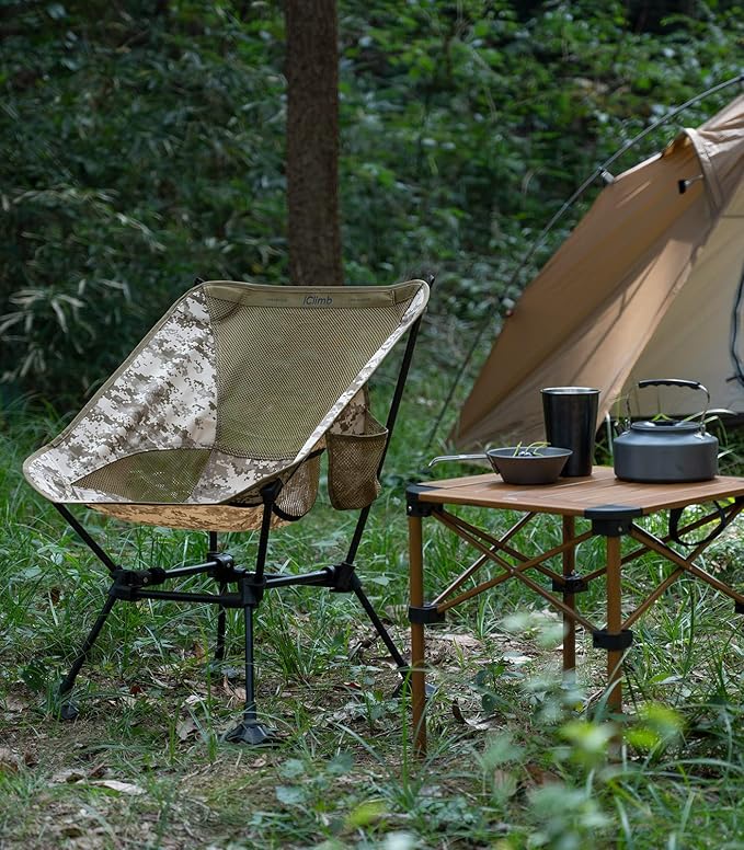 iClimb Lightweight Stable Alu. Folding Square Table Roll Up Top with Carry Bag for Camping Picnic Backyards BBQ Camp Kitchen (Green, S)