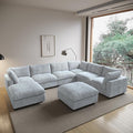 Modular Sectional Sofa/ 158inch Cloud Couches with Ottoman for Living Room/Oversized Soft Faux Rabbit Fur U Shaped Couch with Chaise,8 Seater Wide Convertible Sofa,Covers Washable&Replaceable,Grey