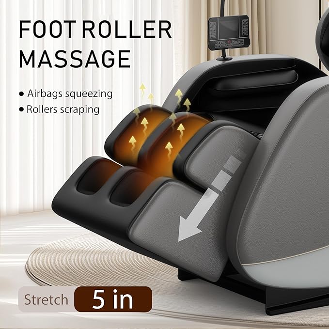 2026 Massage Chair for Full Body 4D Zero Gravity, with Heat Therapy, SL-Track Shiatsu Foot Rollers, Yoga Stretch, Heating Function, for Home Office Use,Black (Gray)