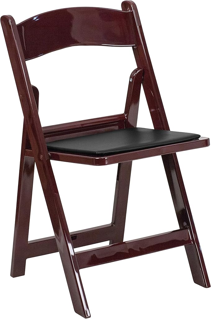 EMMA + OLIVER Folding Chair - Red Mahogany Resin – 4 Pack 800LB Weight Capacity Comfortable Event Chair - Light Weight Folding Chair