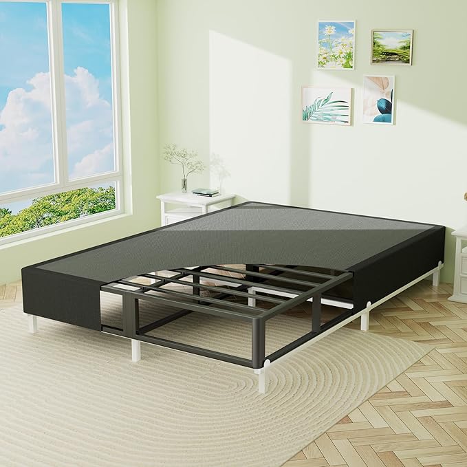 Superay Full Box Spring, 5 inch Box Spring for Full Bed, Heavy Duty Metal Bed Frame with Fabric Cover, 3000lbs Max Weight Capacity Bed Base Mattress Foundation, Easy Assembly, Noise Free, Black