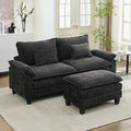 URRED Cloud Couch Modular Sectional Sofa, 87" Modern L Shaped Deep Seat Sofa with Ottoman & Pillows, Ultra Comfy Chenille Couches for Living Room, Bedroom or Apartment, Black