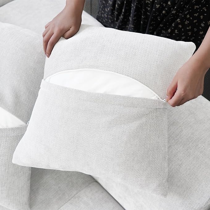 JACH 144.1 Inch U-Shaped Modular Sofa, Mid Century Modern Deep Seat Sectional Couch, 3-Seater Sofas with Chaise Ottomans for Living Room, Cozy Sofas for Apartment, Living Room (Linen Fabric, White)