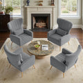 Nalupatio Modern Accent Chairs for Set of 4 Upholstered Velvet Fabric Reading Chair Mid Century Arm Chair Comfy Armchair for Living Room,Grey
