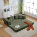 Folding Sofa Bed, Corduroy Loveseat Sleeper with Fixed-Shape Frame, No Assembly Needed Futon Couch, Convertible Floor Sofa Lounge Couch for Living Room, Bedroom, Lounge Studio, Green