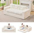 Hobestluk 3-Seater Sofa Boneless Couch with Tufted Button Design 2 in 1 Comfy Cloud Couch Oversized Sofa for Living Room Bedroom Apartment or Office (White, 3 Seater)