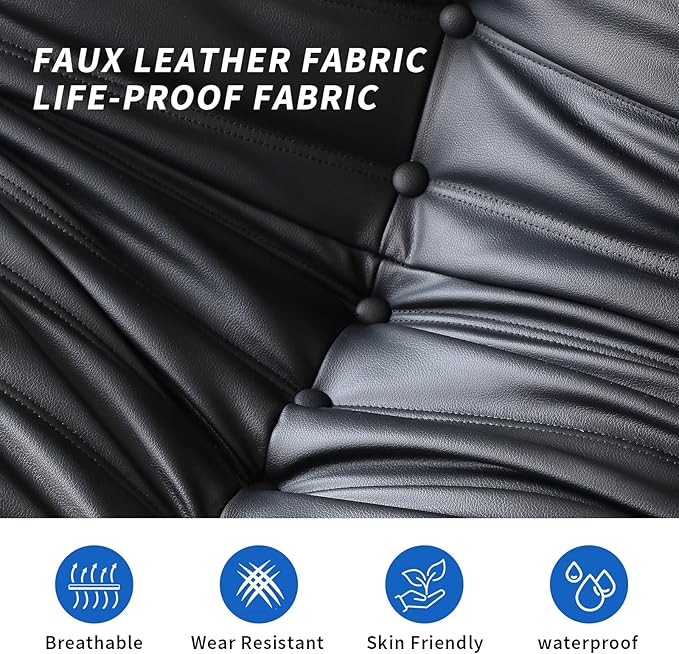 Foam Bean Bag Chairs for Adults,Big Faux Leather Bean Bag Lounger Couches, Modern Sofa,Floor Lazy Sponge Couch for Living Room Bedroom Dorm Office,Black