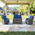 Belord 4 Piece Patio Furniture Set - Outdoor Glider Bench with Swivel Rocker Chairs and Coffee Table, High Back Small Outdoor Conversation Furniture Sets for Deck Sunroom Balcony Backyard