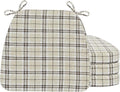 AAAAAcessories D-Shaped Chair Cushions, 2" Thick Dining Chair Pads with Ties and Removable, Machine-Washable Cover, 17" x 16", Set of 4, Yellow Checkered