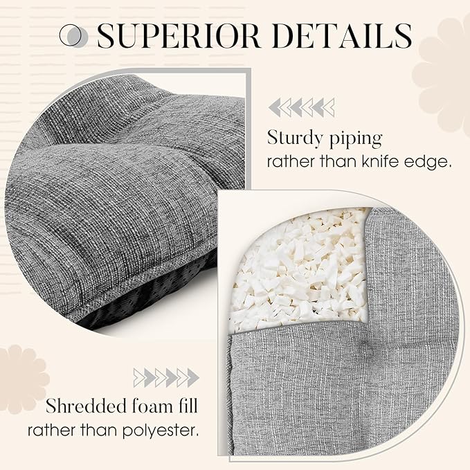 Basic Beyond Chair Cushions for Dining Chairs 4 Pack, Chair Cushion with Ties and Non Slip Backing, 15.5 x 15.5 inches Tufted Chair Pads for Dining Chairs(Light Grey)