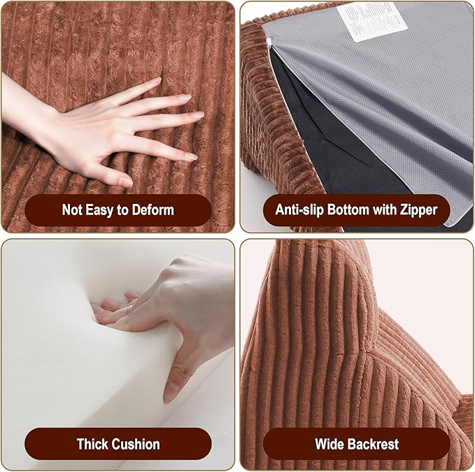 Bean Bag Chairs, Giant Bean Bag Chair for Adults, Memory Foam Lounge Chair, Comfy Lazy Floor Chair, Bean Bag Sofa for Living Room, Bedroom and Office, Single Bean Bag (Brown)