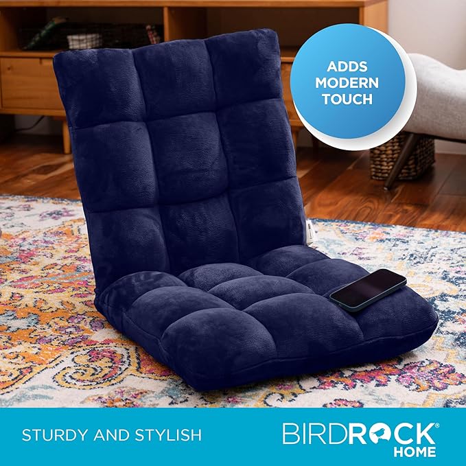 BIRDROCK HOME Adjustable Memory Foam Floor Chair - Ideal for Gaming, Reading, Meditation - Comfortable and Versatile - Suitable for Kids and Teenagers - Comfy Foldable Floor Seat - Blue