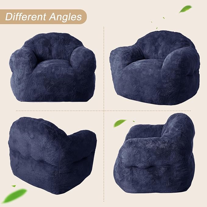 51" Big Bean Bag Chair for Adults Kids, Oversized Bean Bag Chairs with Filler Included, Soft Cozy Beanbag Couch Floor Sofa Chair for Living Room Dorm,Navy Blue