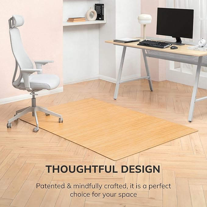 Anji Mountain Office Chairmat Thickest & Sturdy Bamboo Chairmats Highly Premium Quality Anti-Slip Heavy Duty for Multi-Purpose Hardwood Floor Office & Home Floor Protector Office Chair mat-5mm Thick