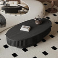 FGXJY Oval Coffee Table with Storage, Modern Black Coffee Table with Solid Wood Veneered, Fluted Center Table Wood Drum Tea Table for Living Room Apartment, 47.2''L×23.6''W×14.2''H