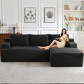 96.1" Modular Sectional Sofa Couches L-Shape Couch 3 Seat Modular Sofa Corduroy Memory Foam Sectional Boneless Couches for Living Room, Cloud Couch with Oversized Chaise(Black, Right Facing)