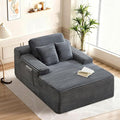POINTANT 49”W Chaise Lounge Indoor, Oversized Couch Chair with 3 Throw Pillows, Corduroy Upholstered Boneless Sofa Bed,Lazy Bed Sleeper Reading Chairs for Living Room Apartment, No Assembly (Grey)