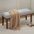 WUTUTUEE 43.5'' Faux Leather Bedroom Bench, Upholstered End of Bed Bench, Padded Vintage Dining Bench, Entryway Bench with Solid Wood Legs, Kitchen, Living Room, Hallway, Grey