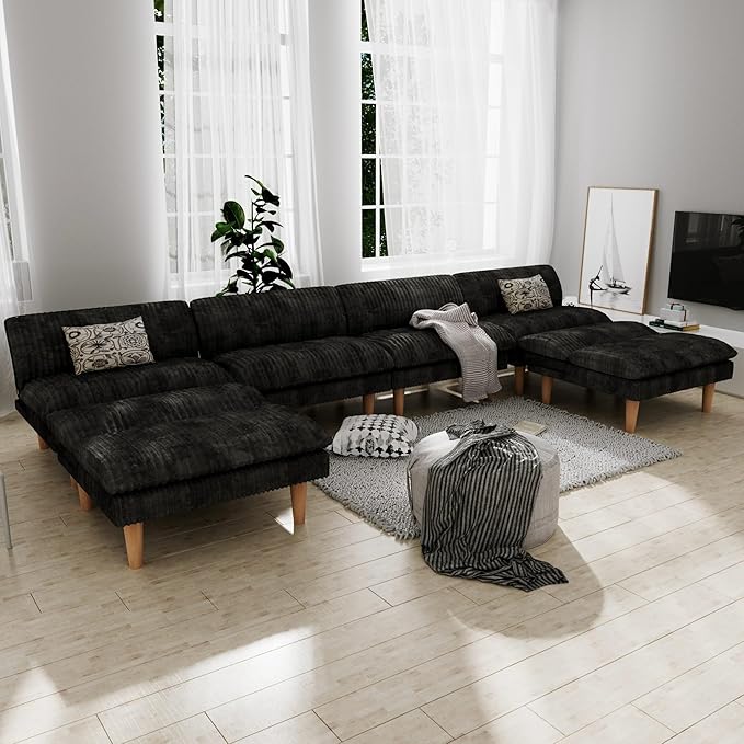 3 Sets 69" Futon Sofa Bed, 4 in 1 Multi-Function Couch Sleeper with Adjustable Backrest, Modern Convertible Futon, Recliner Small Loveseat for Living Room, Plush Dark Grey