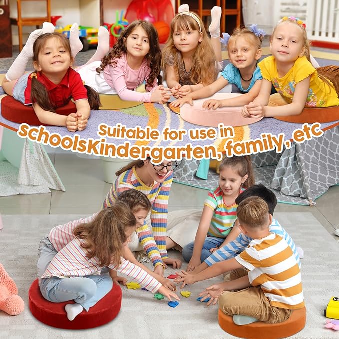 GlikCeil 8 Pcs Round Floor Pillow Cushions for Kids Classroom 15'' Soft Flexible Seating Chair Floor Seats for Reading Corner Playroom - Winter & Spring School Supplies (Autumn and Winter Series)