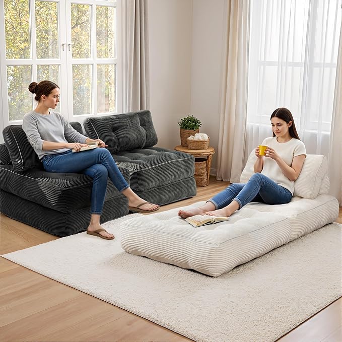 Folding Sofa Bed,Convertible Sleeper Chair for Adults, Folding Sofa Bed Foam Filling Couch with Pillow，Sleeper Chairs Single Size Floor Mattress,Pink