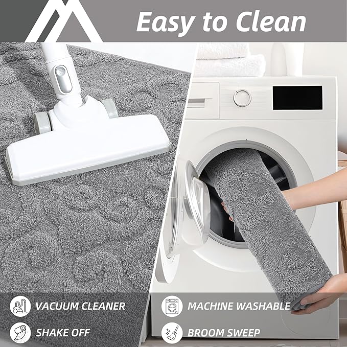 COSY HOMEER Door Mat 24”x36”,Absorbent Dirt Trapper Entryway Rugs,Non-Slip Welcome Mat,Washable Entry Rugs,Low Pile Doormat for Front Back Door,Wet Shoes & Paws,Grey