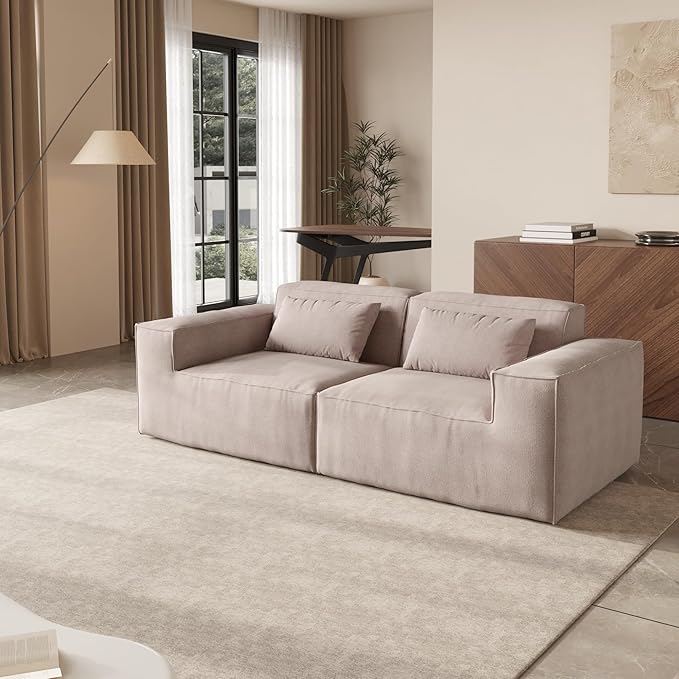 JACH 86.62" Modular Sectional Couch, Huge Plus Love Seat Sofa, Modern Comfy Cloud Couches, Sofa Furniture for Living Room, Office, Apartment, Brown