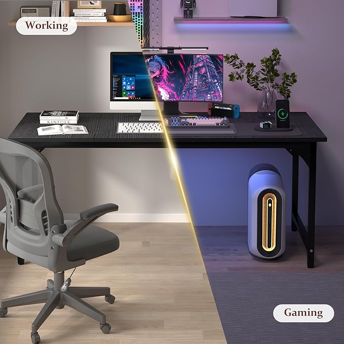 47 X 23.6 inch Computer Desk, Office Desk with Deeper & Thicker Desktop, Modern Simple Study Table with Sturdy Metal Frame & Large Legroom, Study Writing Work Desk for Home Office, Bedroom